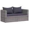 vidaXL Sof&aacute;s de canto para jardim 2 pcs vime PE cinzento