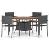 vidaXL 5 pcs conjunto de jantar para exterior vime PE preto