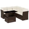 vidaXL 6 pcs conjunto de sof&aacute;s jardim c/ almofad&otilde;es vime PE castanho