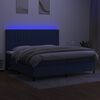 vidaXL Cama box spring c/ colch&atilde;o e LED 200x200 cm tecido azul