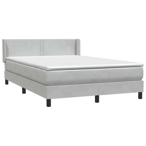 vidaXL Cama com molas/colch&atilde;o 140x210 cm veludo cinzento-claro
