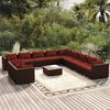 vidaXL 12 pcs conjunto lounge jardim c/ almofad&otilde;es vime PE castanho