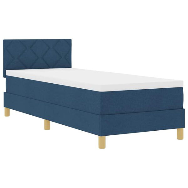 vidaXL Cama Box com colch&atilde;o com cabeceira Azul 80 x 200 cm tecido