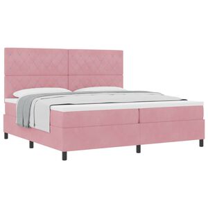 vidaXL Cama Box com colch&atilde;o com cabeceira Rosa 200 x 200 cm tecido