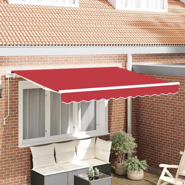 vidaXL Toldo Retr&aacute;til Vermelho 350 x 200 cm tecido