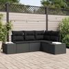 vidaXL Conjunto de Sof&aacute; de Jardim 4 pcs Preto vime PE