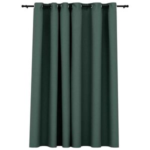 vidaXL Cortina opaca aspeto de linho com ilh&oacute;s 290x245 cm verde