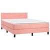 vidaXL Cama box spring c/ colch&atilde;o/LED 140x190 cm veludo rosa