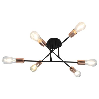 vidaXL Candeeiro teto c/ lâmpadas incandescência 2 W preto/cobre E27