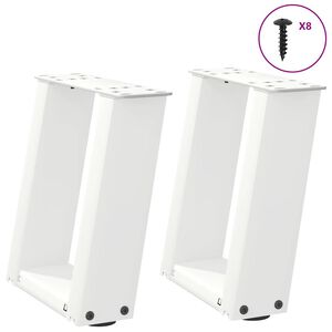 vidaXL P&eacute;s para mesa de centro em formato de U, 2 pe&ccedil;as, branco, 30x(30-31) cm, a&ccedil;o