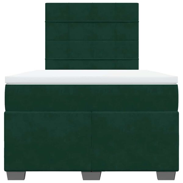 vidaXL Cama boxspring com colch&atilde;o 120x200 cm veludo verde-escuro