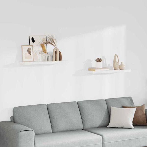 vidaXL Prateleiras parede suspensas 2 pcs 80x23,5x3,8cm MDF branco