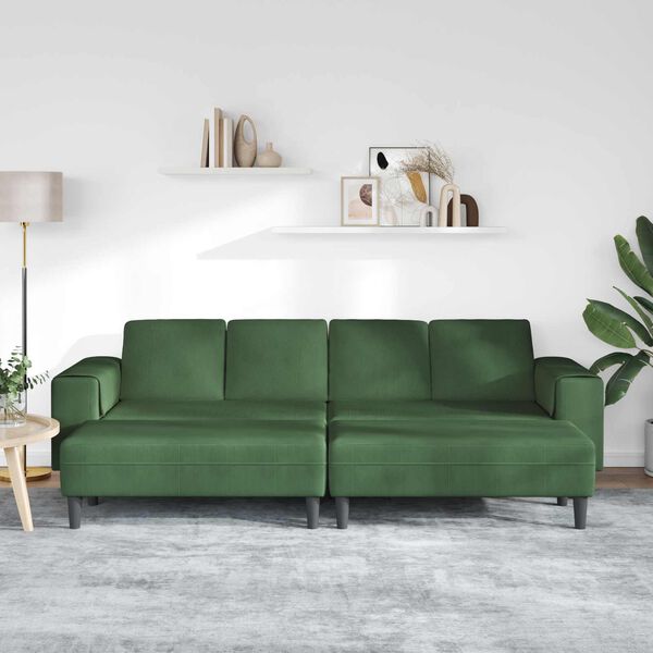 vidaXL Sof&aacute; Verde Escuro 250 x 188 x 76 cm Tecido de Veludo Cotele