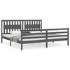 vidaXL Estrutura de cama com cabeceira 200x200 cm madeira maci&ccedil;a cinza