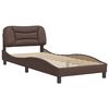 vidaXL Estrutura de cama sem colch&atilde;o Hvar couro artificial 90x190 cm castanho