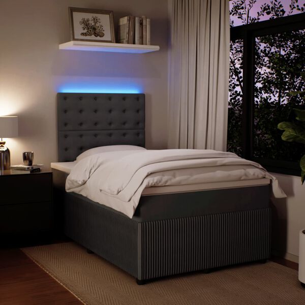 vidaXL Cama boxspring com colch&atilde;o 120x190 cm veludo cinzento-escuro