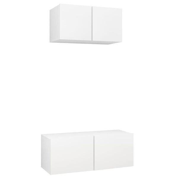 vidaXL 2 pcs conjunto de m&oacute;veis de TV derivados de madeira branco