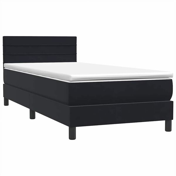 vidaXL Cama box spring com colch&atilde;o 90x210 cm veludo preto
