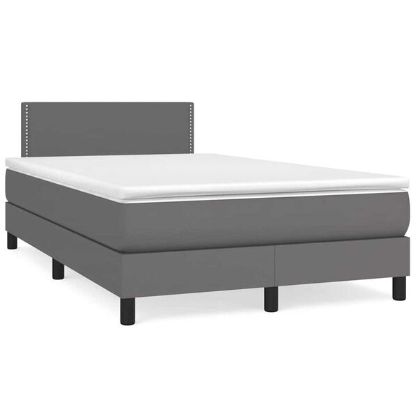 vidaXL Cama box spring c/ colch&atilde;o/LED 120x190cm couro artificial cinza