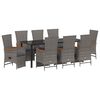 vidaXL Conjunto de Jantar para Jardim 9 unid. Cinzeto vime PE