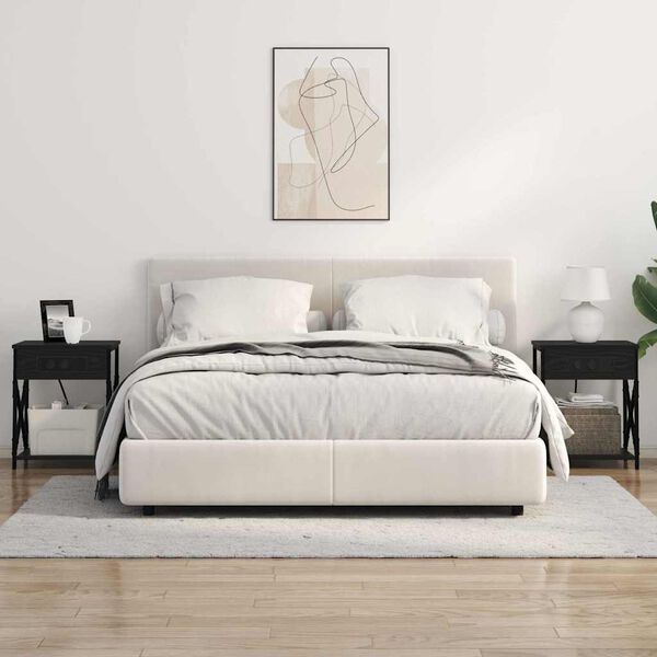 vidaXL Arm&aacute;rio de Cabeceira Carvalho Preto 41 x 31 x 51 cm