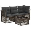 vidaXL Conjunto de Sof&aacute; de Jardim 4 unid. Cinzento vime PE