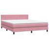 vidaXL Cama box spring c/ colch&atilde;o e LED 180x210 cm veludo Rosa