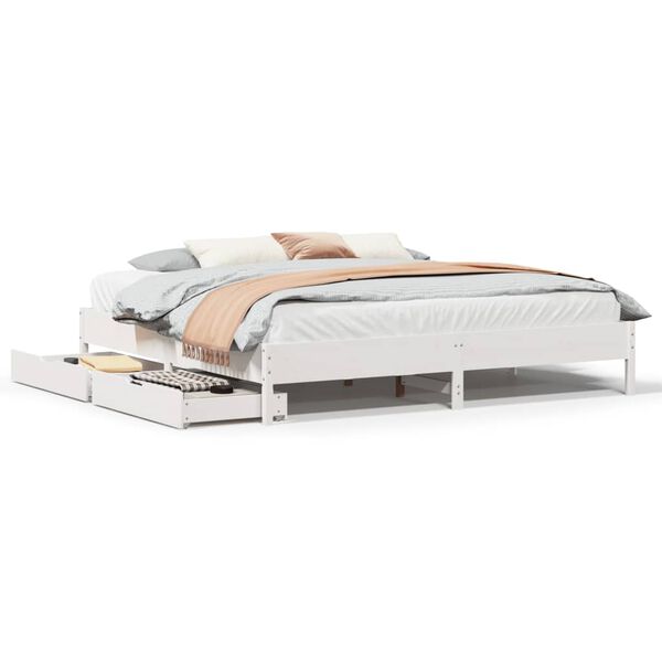 vidaXL Cama sem colch&atilde;o 180x200 cm madeira de pinho maci&ccedil;a branco