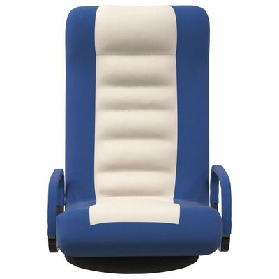 vidaXL Cadeira de piso giratória tecido azul/cor creme