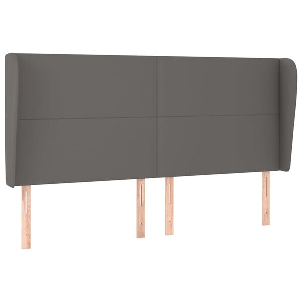 vidaXL Cabeceira cama c/ abas couro artif. 203x23x118/128 cm cinzento