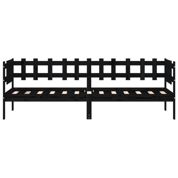 vidaXL Sof&aacute;-cama 90x190 cm madeira de pinho maci&ccedil;a preto