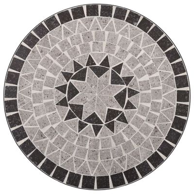 vidaXL 3 pcs conjunto bistro em mosaico azulejos de cerâmica cinzento