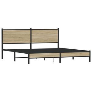 vidaXL Estrutura de cama sem colch&atilde;o 180x200cm metal carvalho sonoma