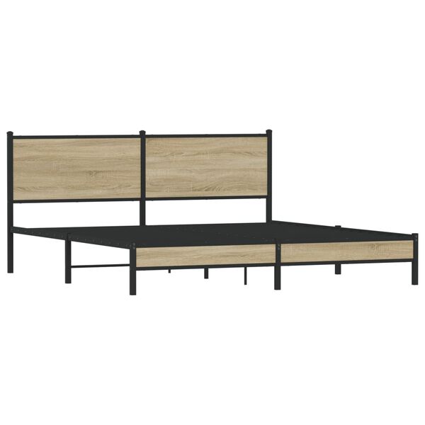 vidaXL Estrutura de cama sem colch&atilde;o 180x200cm metal carvalho sonoma