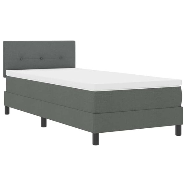 vidaXL Cama Box com colch&atilde;o Cinza Escuro 80 x 200 cm tecido