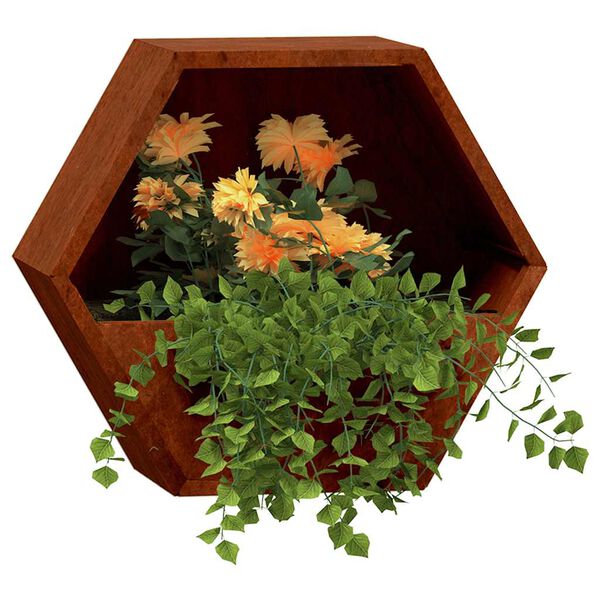 vidaXL Vasos/floreiras de parede 2 pcs a&ccedil;o corten cor enferrujado