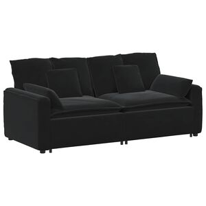 vidaXL Sof&aacute; modular com almofadas preto