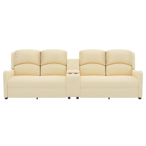 vidaXL Poltrona massagem 4 lug. reclin. c/ suportes copo tecido creme
