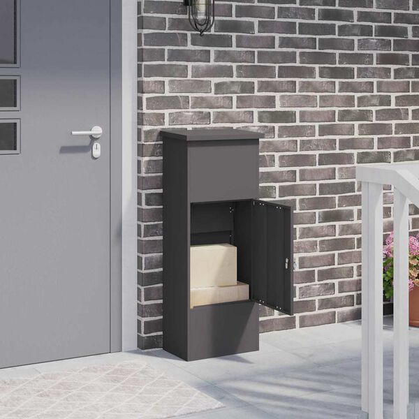 vidaXL Caixa para entrega de pacotes Preto 44,5 x 29 x 110,5 cm A&ccedil;o