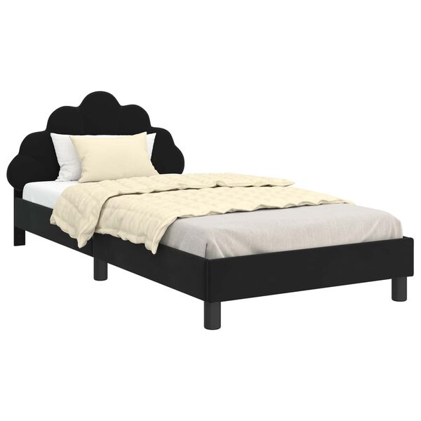 vidaXL Estrutura de Cama Infantil com Cabeceira Preto 90 x 200 cm