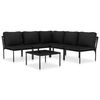 vidaXL 6 pcs conjunto lounge de jardim c/ almofad&otilde;es PVC preto
