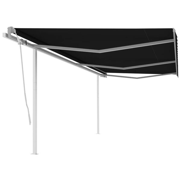vidaXL Toldo retr&aacute;til manual com postes 6x3,5 m antracite