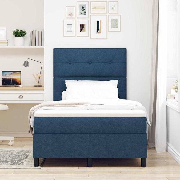 vidaXL Cama Box com colch&atilde;o com cabeceira Azul 120 x 200 cm tecido
