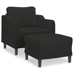 vidaXL Poltrona com apoio de p&eacute;s 60 cm tecido preto