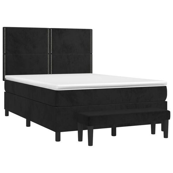 vidaXL Cama com molas/colch&atilde;o 140x190 cm veludo preto