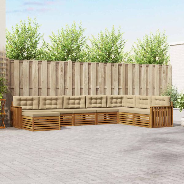 vidaXL Conjuntos de sof&aacute;s com almofada 8 pcs Natural e Bege