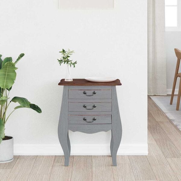 vidaXL Mesa de cabeceira em madeira de mogno maci&ccedil;a 48x35x64 cm