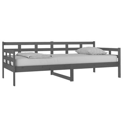 vidaXL Sofá-cama 90x200 cm madeira de pinho maciça cinzento