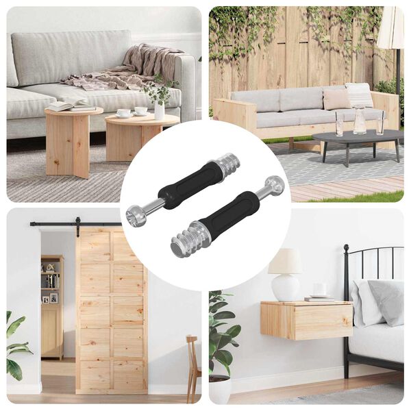 vidaXL Parafuso de Fechamento de Cames 2 pcs Prata e Preto M6 x 40 mm