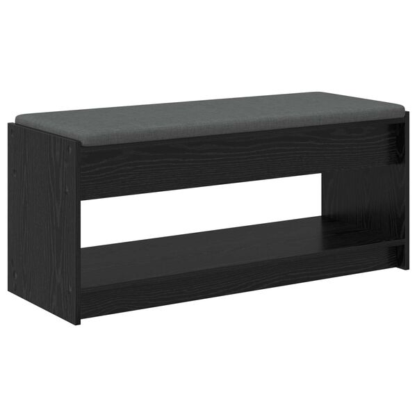 vidaXL Banco de Hall com almofada Carvalho Preto 103 x 38 x 45 cm